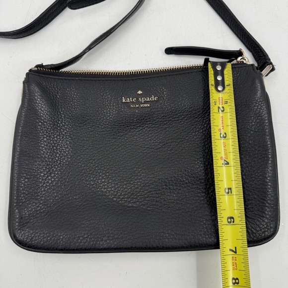 Kate Spade New York Black Leather Crossbody Bag Silver Tone Hardware Adjustable - Picture 4 of 11